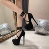 Runway Designer Sexy Metal Rivets Ankle Strap Extreme High Heels for Women Wedding Party Stripper Shoes Platform Pumps Sandals
