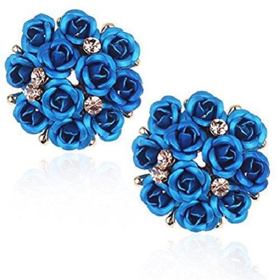 Ювелирные изделия для женщин, серьги-гвоздики в форме розы с цветочными кристаллами для девочек и женщин