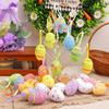 6PCS Colorful Easter Egg Hanging Ornament Foam Simulation Egg Pendant  Happy Easter Decorations