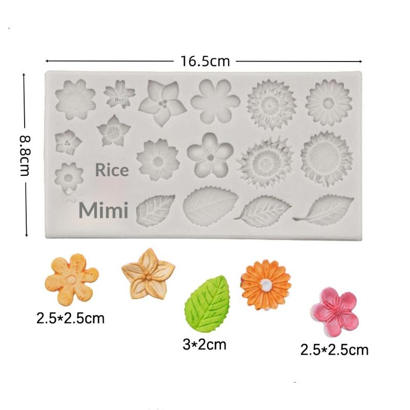 Versatile Silicone Mold for Fondant Chocolate Rose Leaf Sunflower Design Nonstick Cake Baking Tool for Kitchen and Party Use