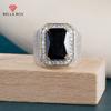 Bella Box Luxury Silver Color Men Ring With Genuine Black Blue Big Stone Engagement Wedding Party Ring