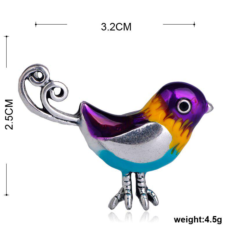Blucome Fashion Cute Little Bird Shape Colorful Enamel Brooches Antique Silver Pins For Women Kids Scarf Suit Corsages Jewelry