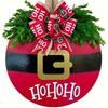 1pc Festive Christmas Wooden Door Sign with Red  Checkered Pattern - Artificial Greenery and Ribbon Accents-  Christmas