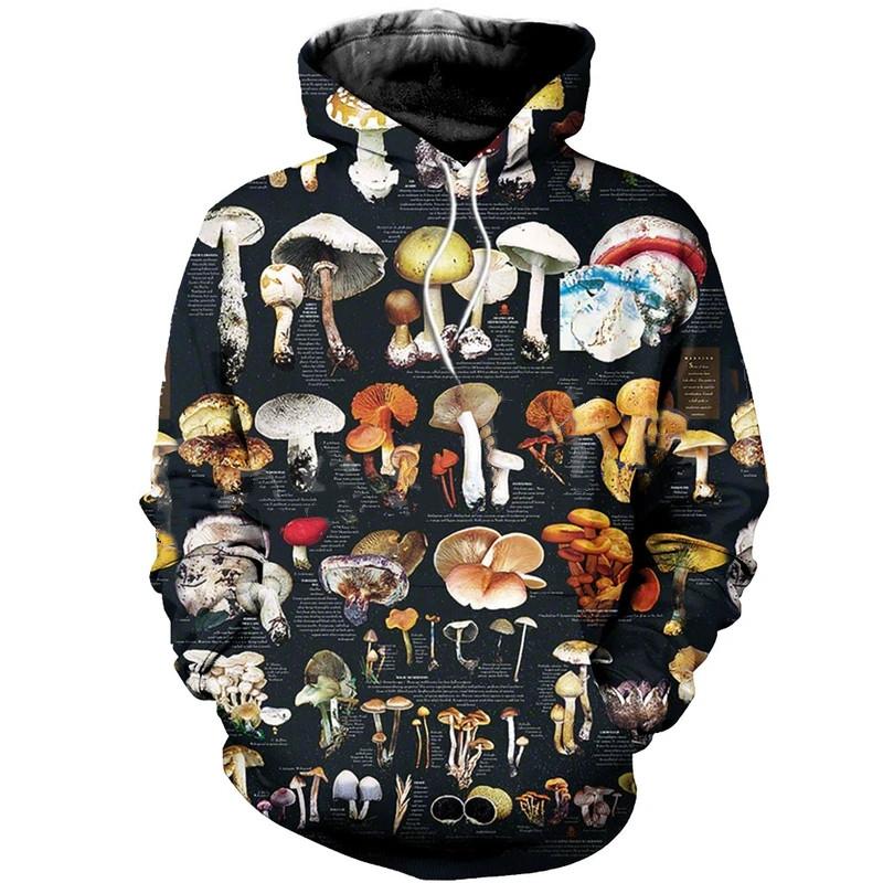 New Spring and Autumn 3D Mushroom Pattern Camouflage Hoodie Fun Men's and Women's Essential Sweatshirt Harajuku Men's Sweater