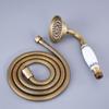 Antique Brass Ceramics Telephone Hand Held Shower Head & 1.5 M Hose Water Saving Handheld Sprayer Shower Set Nhh116