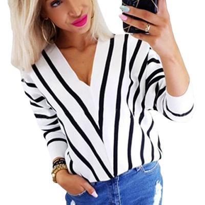 Женский свитер-пуловер с V-образным вырезом, свободного кроя, осень/зима