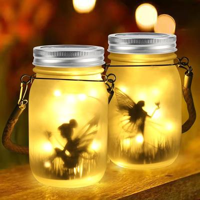 Светильники Mason Jar, солнечные лампы DIY из матовой бутылки, уличный фонарь, светодиодный светильник Fairytale Firefly Jar, гирлянда для украшения двора