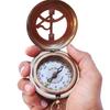 Латунный солнечный компас с кожаным футляром и цепочкой - открытие нажатием