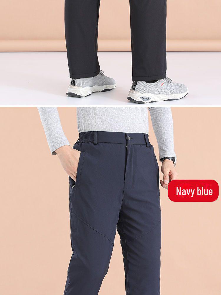 Dad's Cotton Outerwear: Thickened Velvet Trousers for Autumn/Winter - Warm Lambskin Pants for Middle-aged & Elderly.