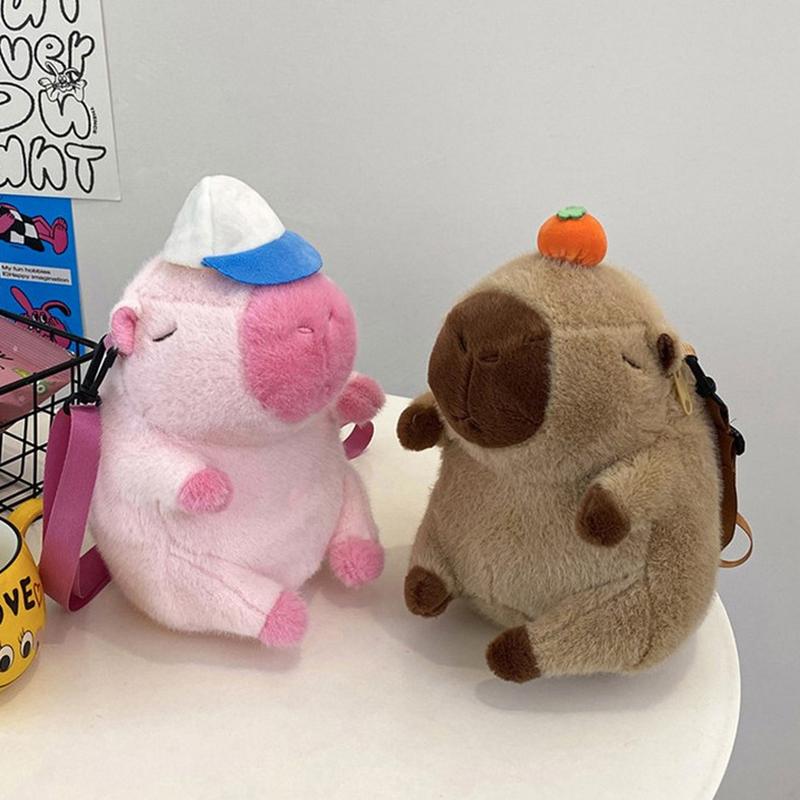 Милый плюшевый рюкзак-капибара большой вместимости, сумка-кроссбоди капибара, сумка-тоут, мягкий школьный рюкзак капибара для девочек, подарки на день рождения