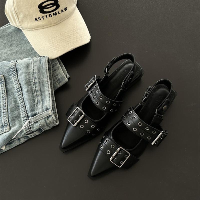 French Small Fragrant Style Pointed Mary Jane Shoes Retro Medium Thick Heel Single Shoes Women's Spring and Summer 2025 Skirt Small Leather Shoes