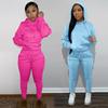 Women Solid Color Two Piece Sets Fashion Hoodies and Long Pant Sports Suit Autumn Winter Tracksuit