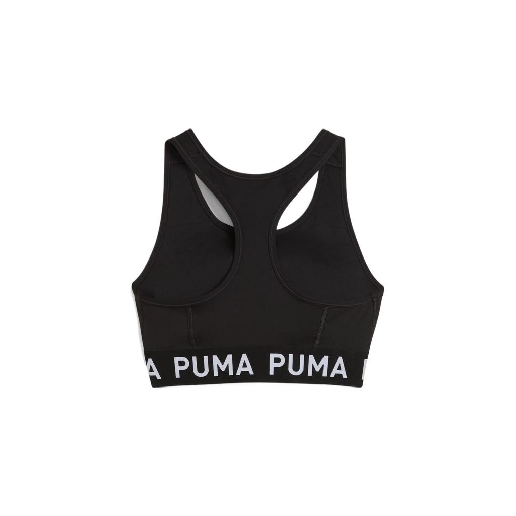 Puma 4keeps Эластичный бюстгальтер с круглым вырезом Удобный спортивный бюстгальтер с надписью Женское нижнее белье Черный 526962-01