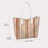 Vintage Stripe Tote Bag Casual Large Capacity Shoulder Handbag for Daily Commute Outdoor Shopping