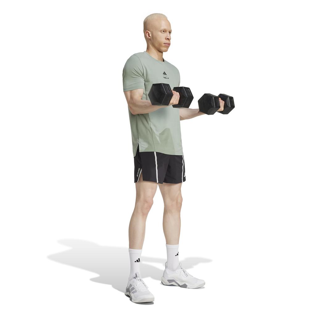 Мужская футболка Adidas LESMILLS с коротким рукавом, серебристо-зеленая, размер L, KRL51, (JW1741),