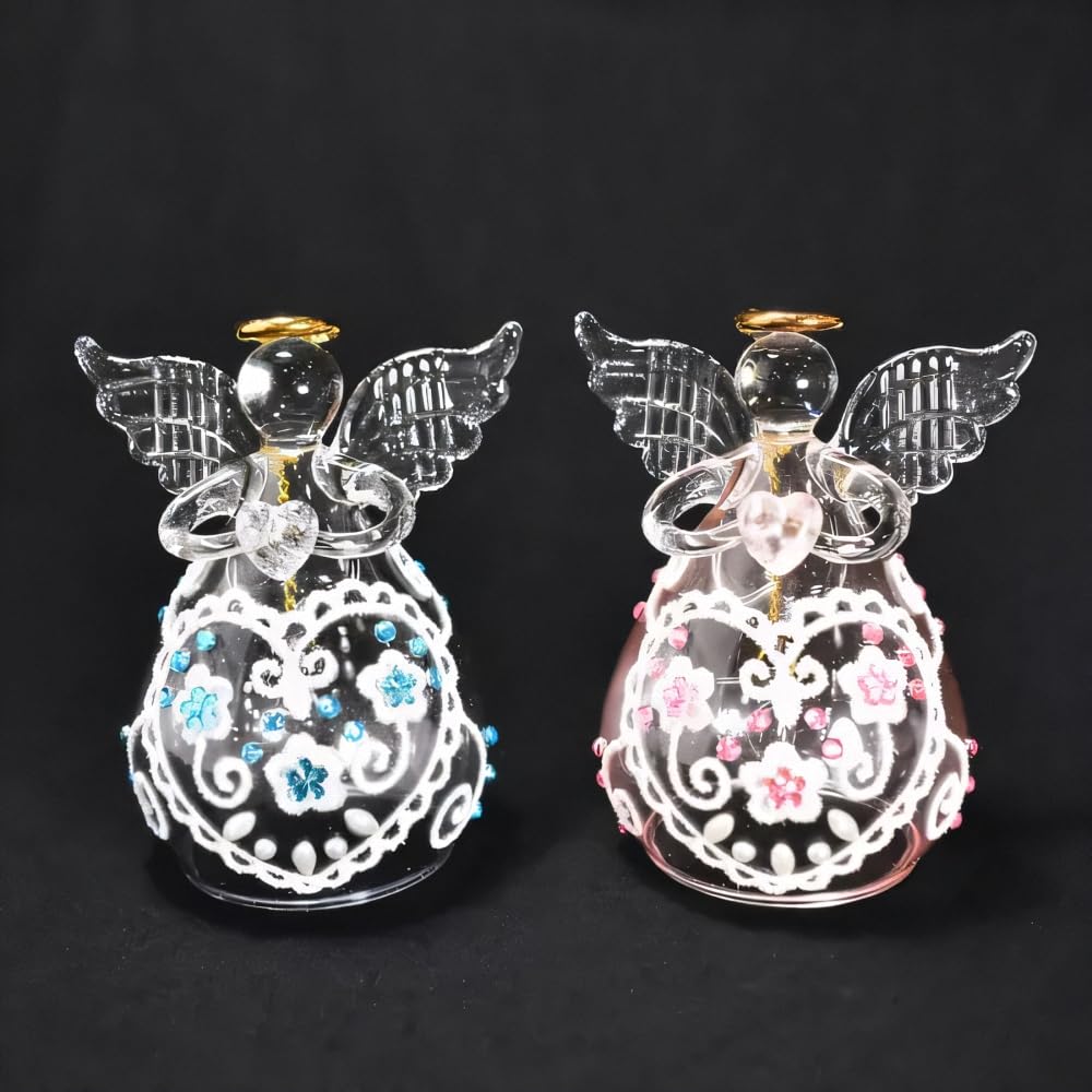 Fourcart Cute Handmade Glass Craft Sweet Heart Angel Bell (Black) X 6-Piece Set