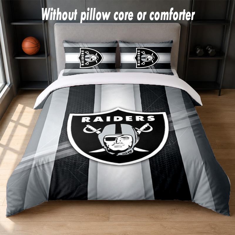 Las Vegas Raiders Design Bed Bedding Set 1 Duvet Cover + 2 Pillowcases Soft Breathable Household Bed Linens