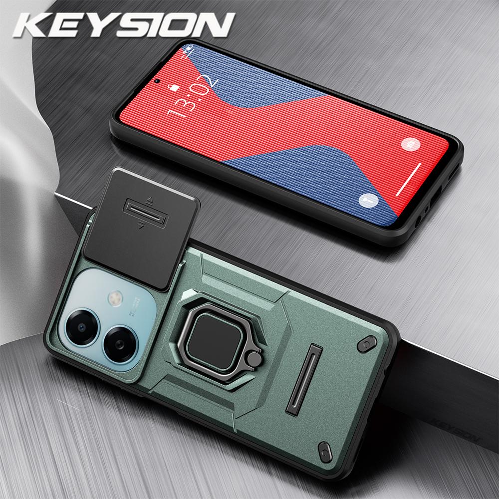 KEYSION Противоударный защитный чехол для OPPO A3 5G A3X Slide Camera Lens Защитное кольцо Подставка для телефона Задняя крышка для OPPO A40 A40m