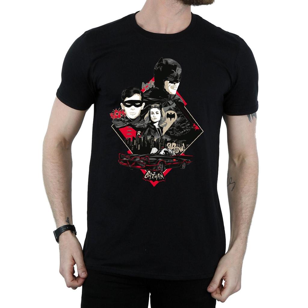DC Comics Mens Batman TV Series Character Skyline T-Shirt