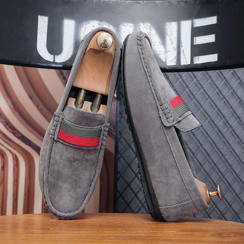 Four Seasons Frosted Anti-Velvet Leather One Pedal Soft Sole Suede Lazy British Style High-end Shoes Doudou Мужские повседневные туфли-перчатки