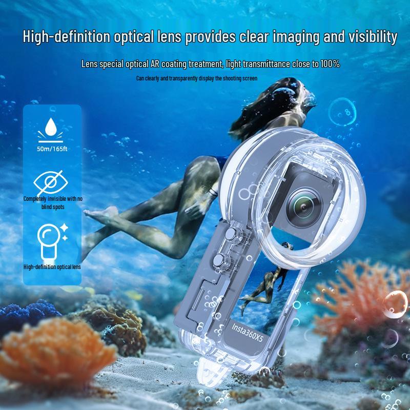 Невидимый водонепроницаемый кейс для дайвинга для Insta360 X5, герметичный до 50 м, высокая прозрачность