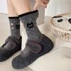 Милые мультяшные кошачьи утолщенные шерстяные носки для осени и зимы, женские теплые носки до середины икры, цветные махровые носки