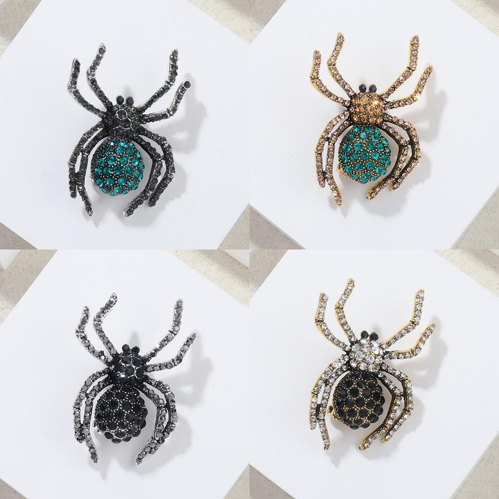 Персонализированная брошь в виде паука из черного бриллианта со стразами из металла для женщин в виде корсажа, винтажные аксессуары на Хэллоуин