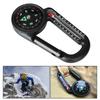 2-in-1 Pocket Survival Handheld Compass with Thermometer Easy To Recognize Compact Size Portable Zinc Alloy Carabiner Compass