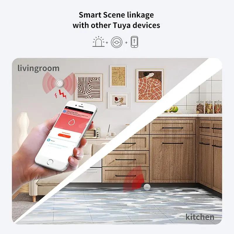 Tuya ZigBee Flood Sensor Linkage Water Leakage Detector Security Alarm Protection Smart Life APP Remote Monitoring Hub is Need