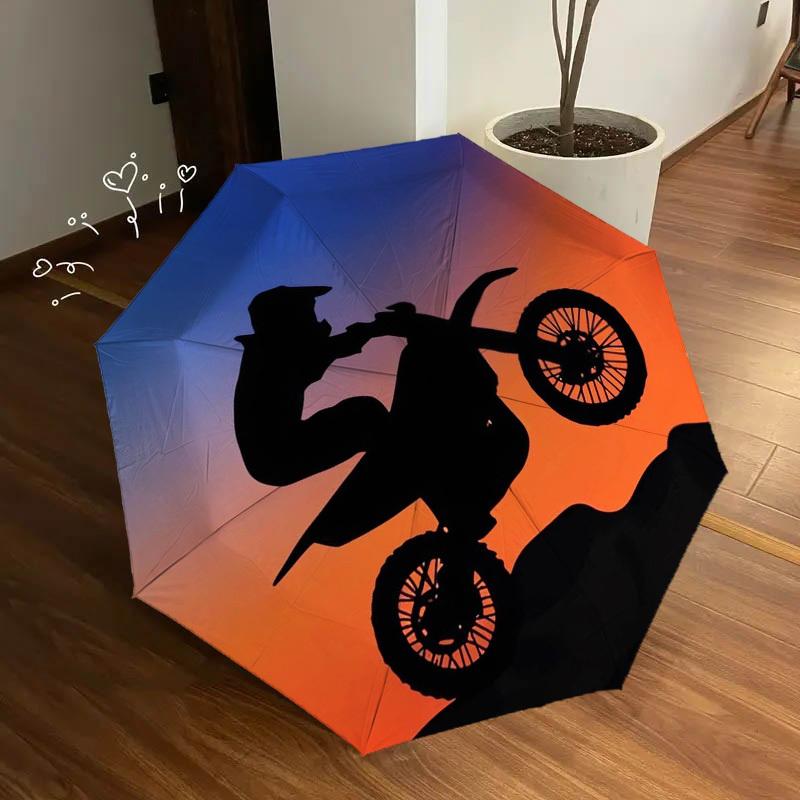 1pc Motorcycle Sunset Themed High-quality Umbrella,Automatic Opening and Closing Umbrella,Multi-functional Umbrella G0811050