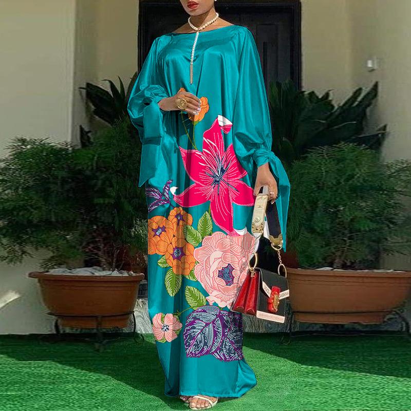 VONDA Весенние женские платья макси с цветочным принтом, элегантное платье больших размеров