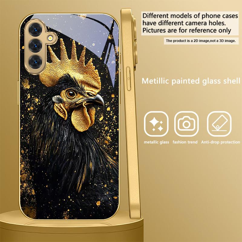Смелый Золотой Петух Для Samsung A 31 32 A33 A34 35 14 A15 13 A16 25 26 50 52 53 54 55 56 70 71 72 73 Золотой стеклянный чехол для телефона