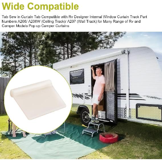 Pack of 15 A118 Nylon Camper Tab Sew-In Curtain Tabs, Pop up Camper Curtain Tabs, Camper Tab Replacement for Rv Designer Internal Window Curtain