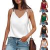 Women Summer Vest V-neck Sleeveless Solid Color Tank Tops Loose Fit Smooth Fabric Camisole Casual Pullover Tops