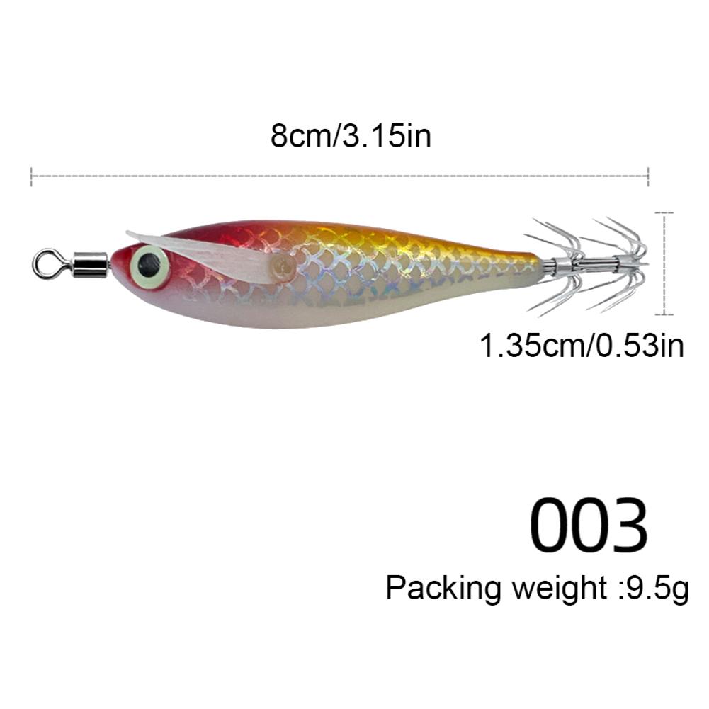 1-5pcs Wood Shrimp 9.5g Horizontal Laser Luminous Floating Egi Lure Squid Jigging Shrimp Hook Octopus Cuttlefish Fishing Baits