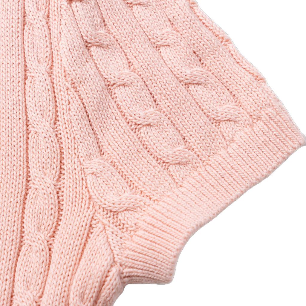 Polo Ralph Lauren Вязаный топ с рубчиком, круглым вырезом, короткими рукавами, облегающего кроя, женский, топы, розовый 211965760-001