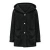 Women's Fashionable Solid Color Long Sleeved Pocket Loose Hooded Button Plush Jacket