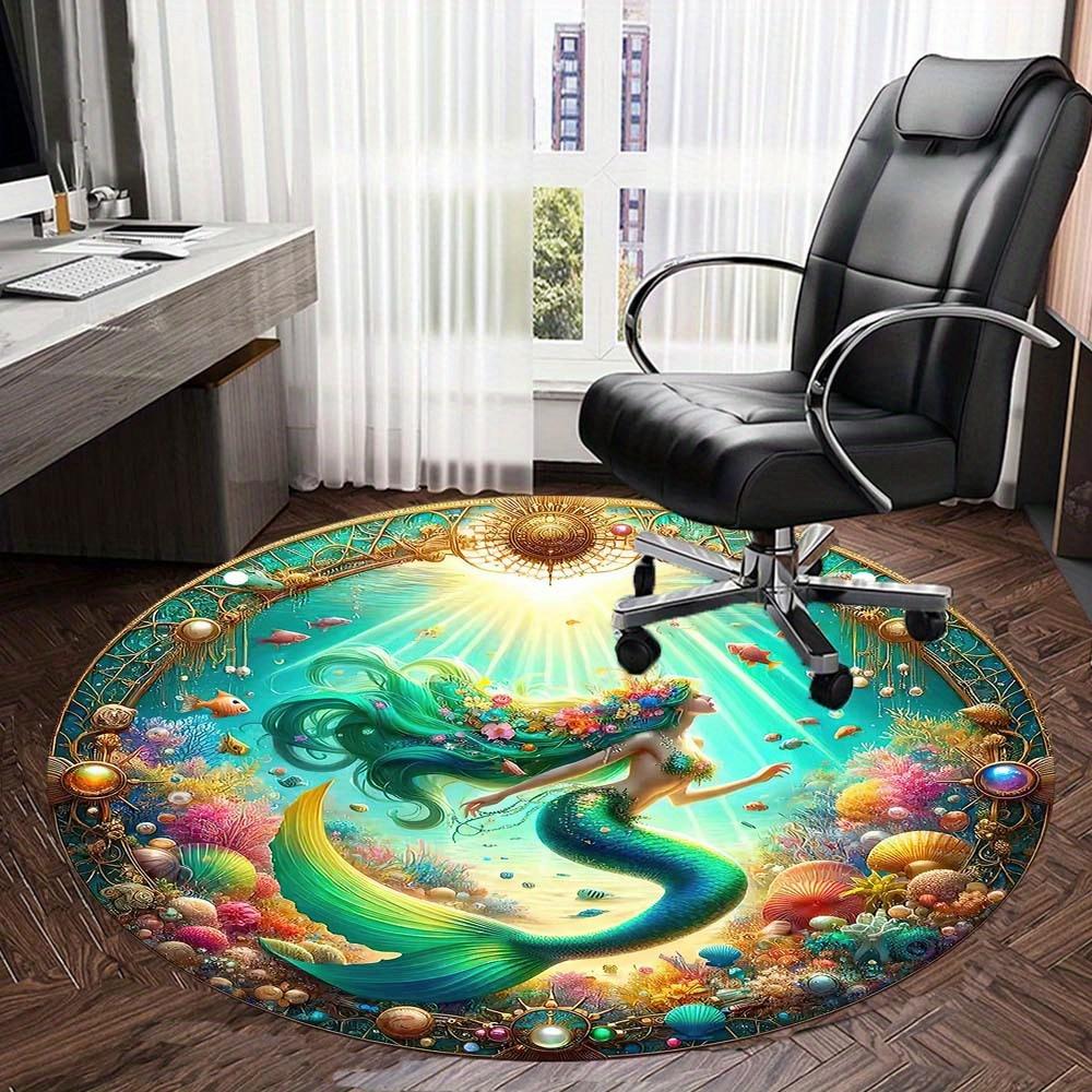 Beautiful Mermaid Round Rug Suitable For Office Reception Decorative Carpet Office Chair Protection Carpet And Also Suitable For Gifts To Relatives