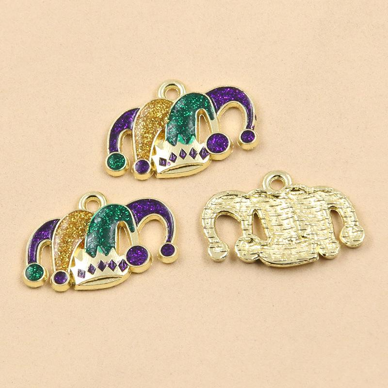 10 Styles Gold Drop Oil Pendant Charms for DIY Creative Mask & Party Jewelry Accessories