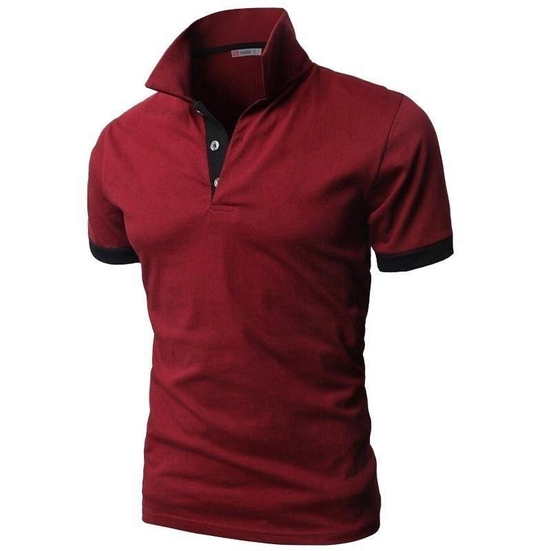 MaleWardrobe Fashion Polos Summer Men's Slim Lapel Solid Color T-Shirt