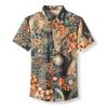 Men's Short-sleeved Shirts, Middle-aged Casual Loose Ice Silk Micro-elastic Floral Shirts for Dads