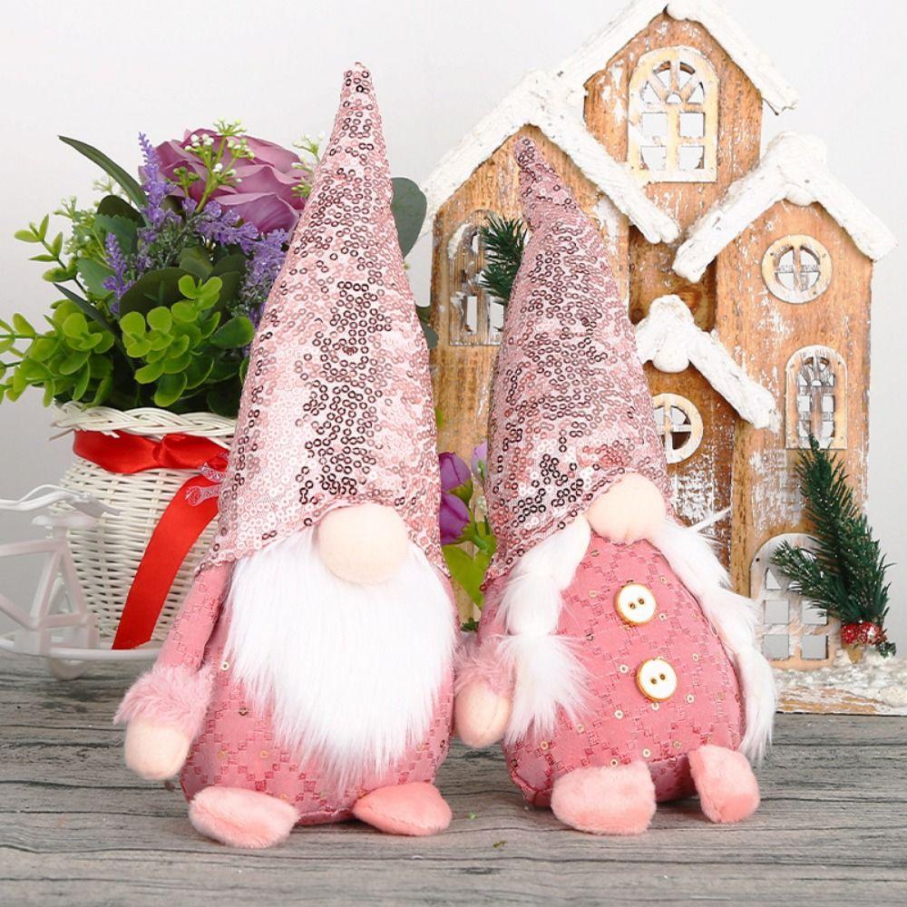 Decorative Sequined Faceless Doll Cartoon Christmas Doll Ornaments Sequined Rudolph Dwarf  Party