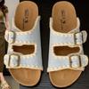 Cowhide Version~ Sponge Cake Thick-bottomed One-word Slippers for Women's Summer Wear, Summer Cork Beach Cool Slippers