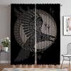 Kitchen Curtains for Living Room Curtain Vikings Odins Ravens Muninn Partition Halloween Decoration Shades Tulle for Bedroom