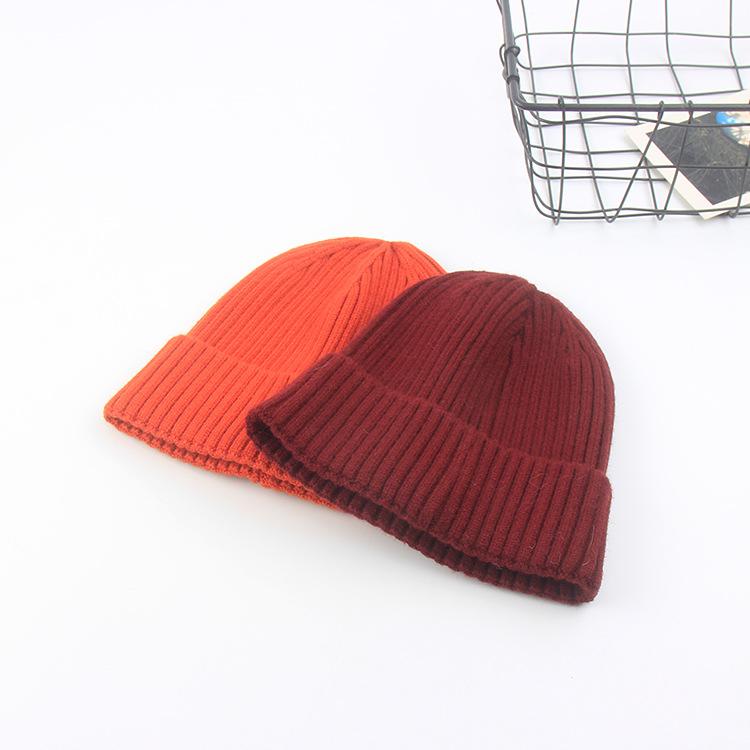 Knitted hat women's autumn and winter versatile straight tube light version pullover wool street tide solid color couple hat