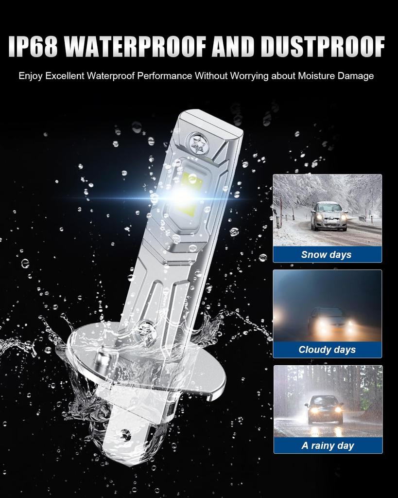 H1 LED Headlight, Compatible with Car Inspections, H1 LED, High Brightness LED Chip, Burst
