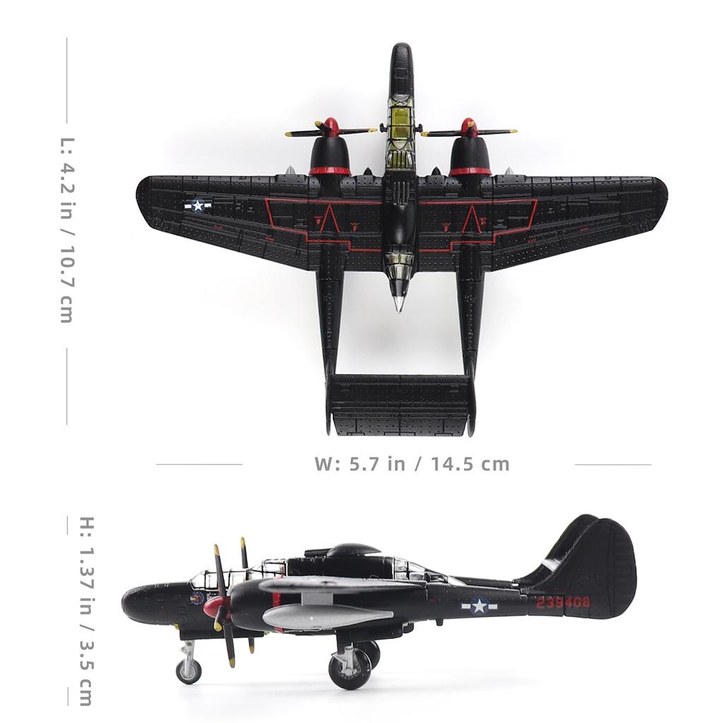 NUOTIE Black Widow Widow In Black Metal Fighter Model World War II Diecast Metal Model Military Collectibles Gifts 1144 P-61B &