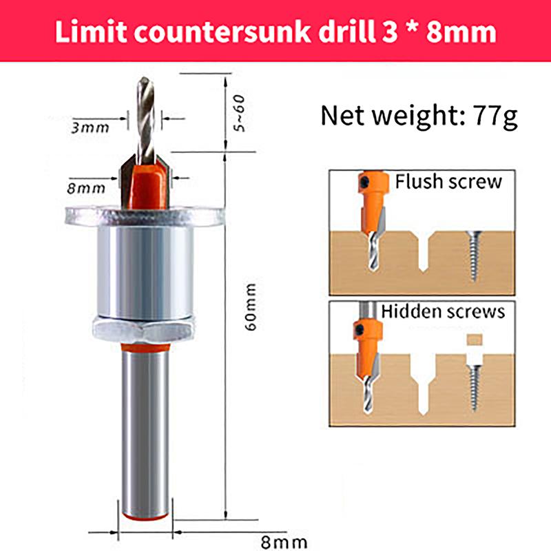 Регулируемая зенковка для деревообрабатывающего фрезера Ограничитель сердечника Сверла из сплава Сверление по дереву Фреза Винт