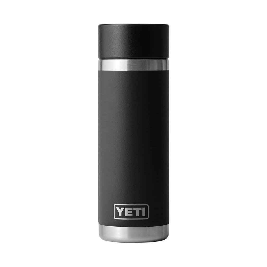 YETI Rambler 18 Bottle, Stainless Steel, Vacuum Insulated, with Hot Shot Cap, Black