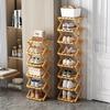 1pc Natural Bamboo Shoe Rack Multi-layer Installation-Free Shoe Organizer Doorstep Corner Storage Shelves Living Room Shoes Cabinet